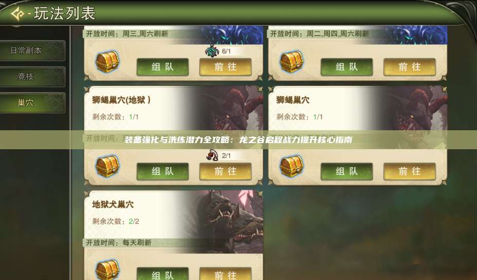 装备强化与洗练潜力全攻略：龙之谷启程战力提升核心指南