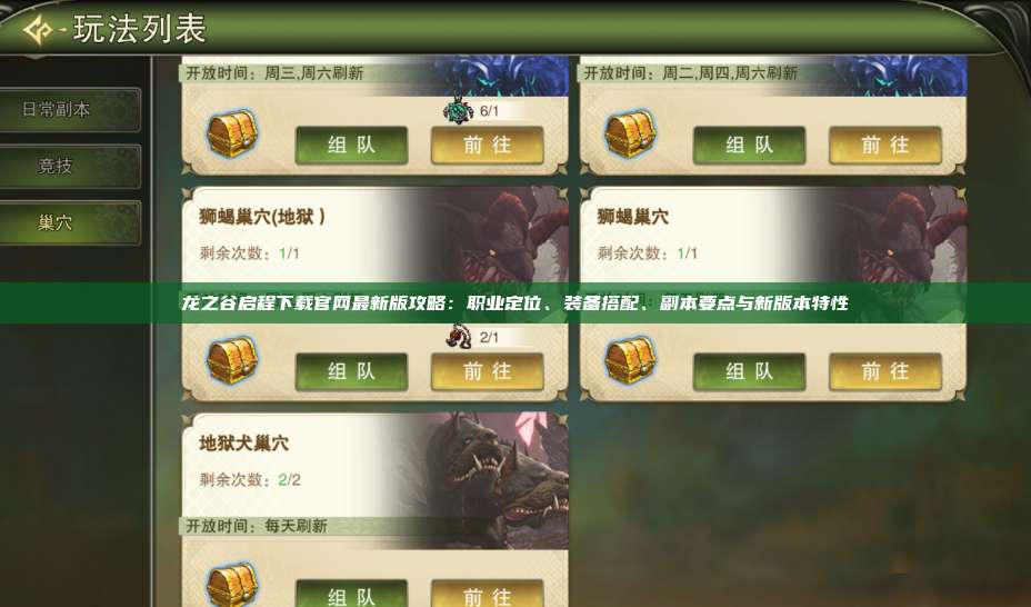 龙之谷启程下载官网最新版攻略：职业定位、装备搭配、副本要点与新版本特性